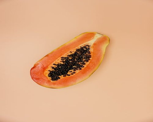 Fresh sliced papaya showing seeds